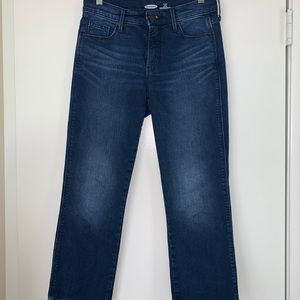 Old navy flare cut high rise dark blue denim jean